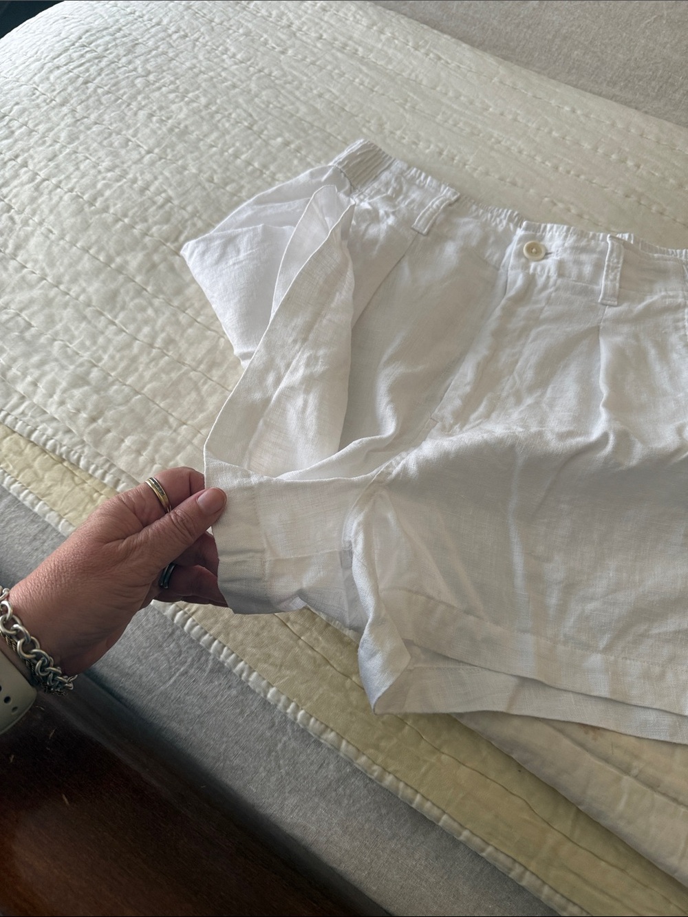 Madewell White High-Rise Linen Blend Pleated Shorts - Picture 4 of 7